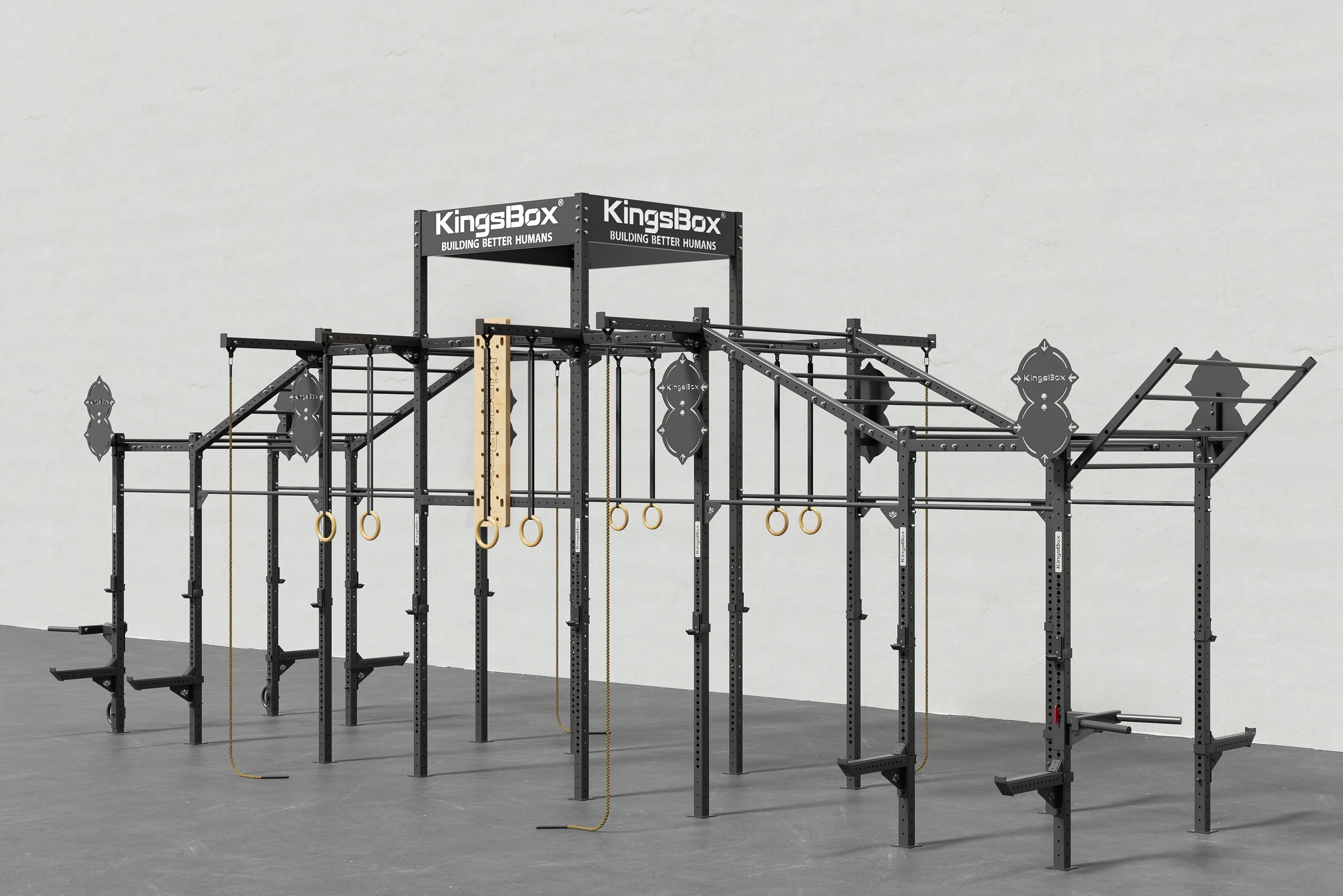 Mighty Legacy Rig – Monkey Rig mit Pegboard, Wallball-Zielen und Ringstationen | KingsBox