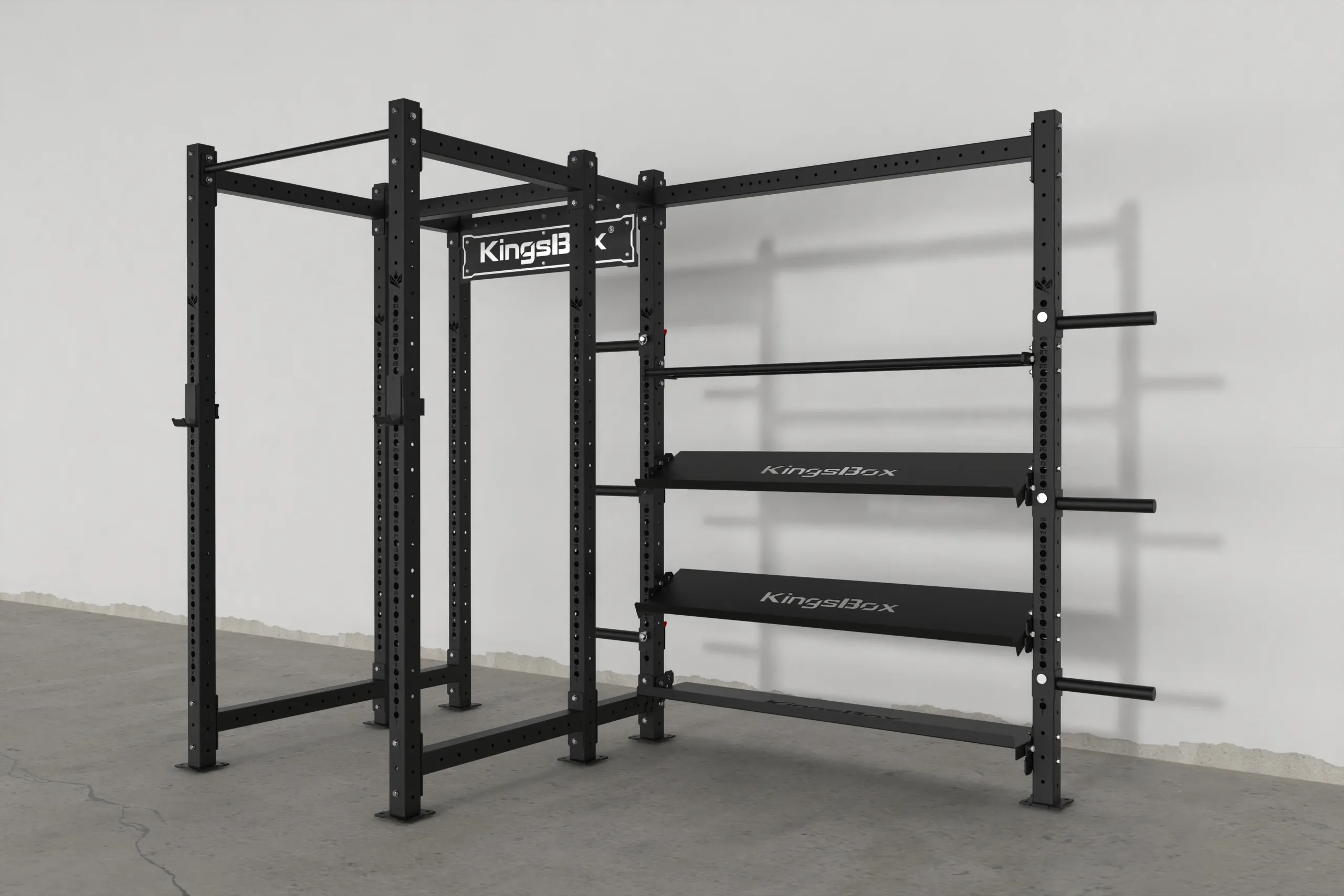 Single Mighty Power Rack CX-37 with storage black | KingsBox