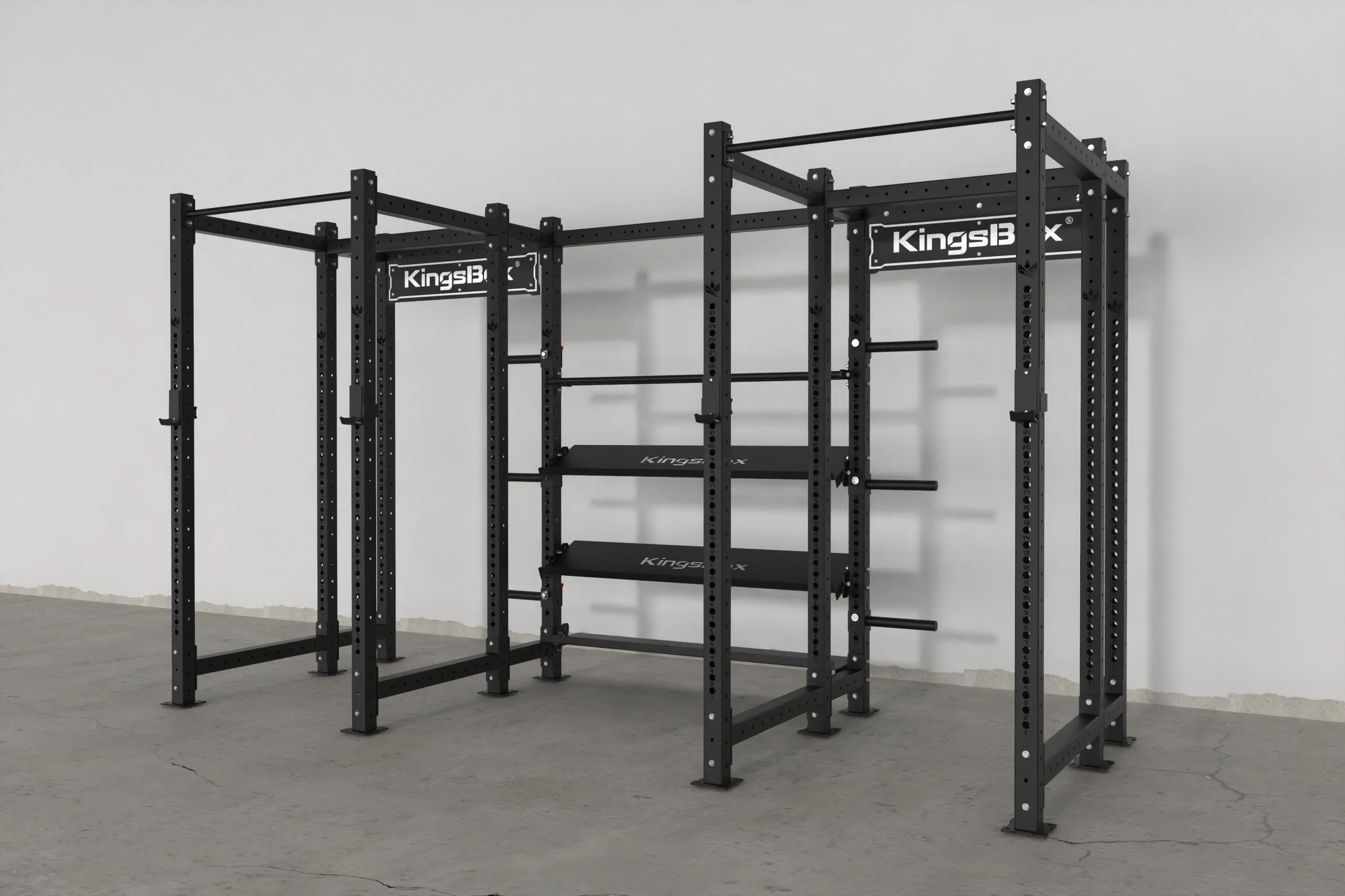 Double Mighty Power Rack CX-37 with storage black | KingsBox